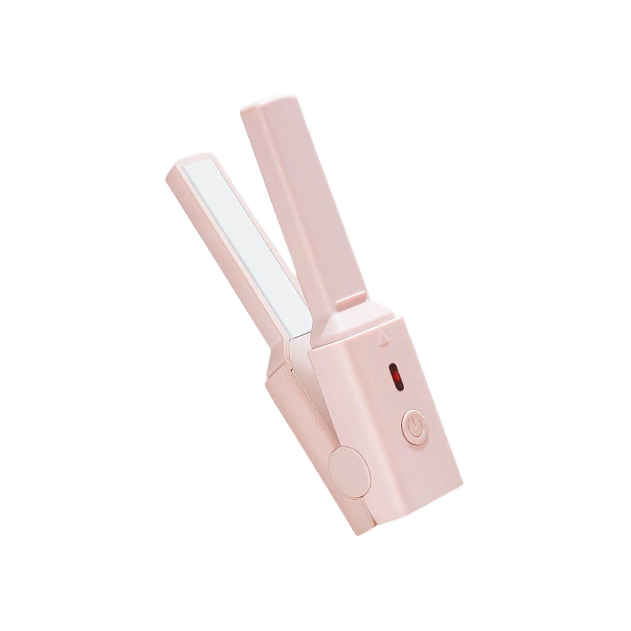 Hair Straightener and Curler Ceramic 2 in 1 for Comb Short Hair Short Hair Wavy Hair Pink