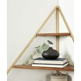 thumbnail image 7 of Kate and Laurel Melora Mid-Century Modern Corner Shelf, 24 x 38 x 17, Walnut and Gold, Glamorous Floating Corner Shelving with Four Shelves and Unique Geometric Shape, 7 of 7