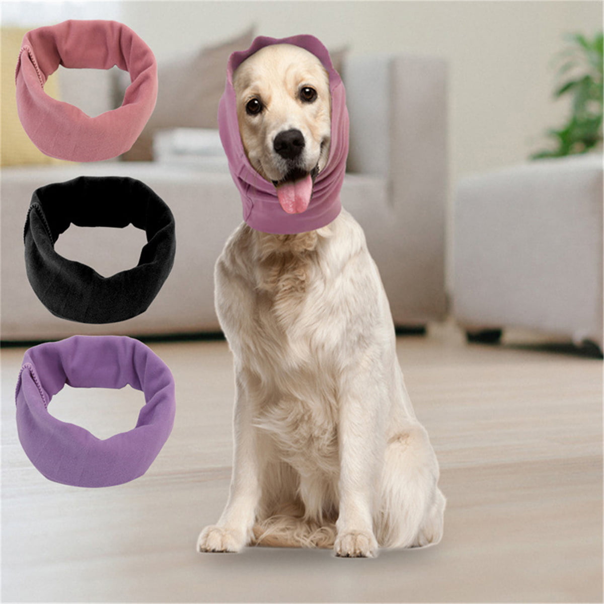 Dog Ear Muffs Stretchy Quiet Ears Head Wrap for Pet Dogs & Cats Adjustable Dog Ear Cover Snood for Noise Protection Anxiety Relief No Flap Ear Wraps for Dogs for Grooming and Neck and Ear Warmer 