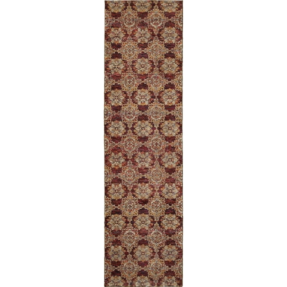 Moretti Glow Area Rug 6883A Casual Red Rings Petals 2' 6" x 12' Rectangle
