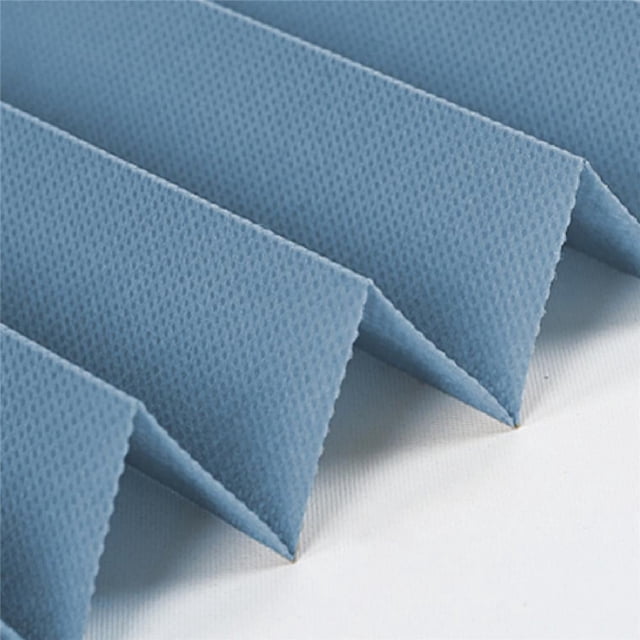 Pleated Fabric Window Blind Shade Light Filtering Easy Stick-on-60x180cm/24x71in-blue