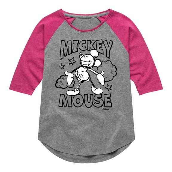 Disney - Mickey Mouse Classic Sketch - Toddler & Youth Girls Raglan Graphic T-Shirt