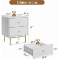thumbnail image 2 of FURNIWAY White 25" Nightstand with 2 Drawers Gold Legs Modern Bedside Table for Bedroom, 2 of 7