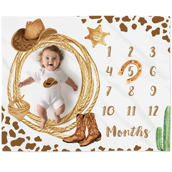 Manta Baby Milestone Gicoherero 102 x 127 cm con estampado de vaquita occidental
