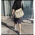 thumbnail image 5 of Mochila de lona de gran capacidad, bolso de hombro multifuncional, bolso escolar retro cruzado para niñas, color blanco, 5 of 5