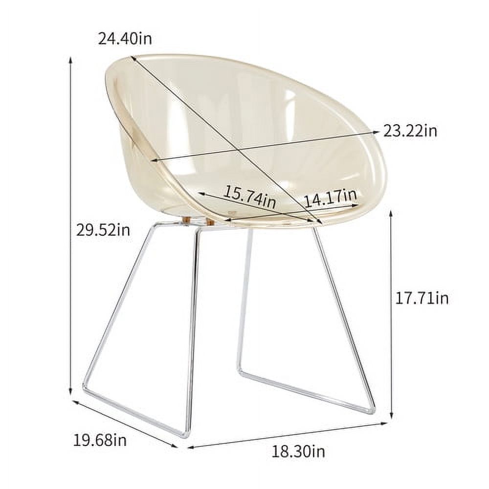 Transparent Semicircle Side Chair, Dinning Chair, 2 pc per set, Modern Acrylic Chairs, Contemporary Side Chair, for Living Room, Dining Room, for Outside Inside, Brown White - image 3 of 7