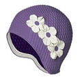 thumbnail image 3 of Beemo Retro Floral Soft Latex Bubble Crepe Bathing Swim Cap (Girl's), 3 of 4