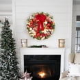 thumbnail image 5 of 24 Inch Lighted Christmas Wreath With Timer, Pre-Lit Xmas Wreath with 20 Light Bowknot Balls Ornaments Berries, Battery Operated Wreath for Front Door Indoor Outdoor Holiday Decor, Red White, 5 of 7