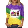 thumbnail image 2 of FcBaudy Hauts pour Femmes, Blouses et Chemises à Manches Longues et Col Rond, T-Shirts Imprimés Mode pour Femmes, Blouse à Manches 3/4 Col Rond Décontractée, 2 of 3