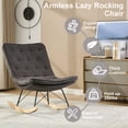 thumbnail image 4 of Lazy Upholstered Rocking Chair, Comfortable Lounge Chair with Wide Backrest and Seat Wood Base, Rocker Armless Chairs, Reading Rocker for Living Room Bedroom, 4 of 8