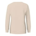 thumbnail image 5 of Pxiakgy Crewneck Sweatshirts Women Long Sleeve Crew Neck Sweatshirt Trendy Casual Pullover Tops Fall Winter Outfits 2025 Women's Casual Solid Color Round Neck Pocket Long Sleeve Top Sweatshirt Beige L, 5 of 7