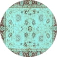 thumbnail image 1 of Ahgly Company Indoor Round Oriental Light Blue Traditional Area Rugs, 4' Round, 1 of 4