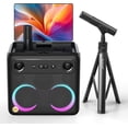 thumbnail image 3 of Ikarao Karaoke Machine with Mics Stand, Portable Bluetooth Speaker, 2 Wireless Mics, Lyrics Display, HDMI TV Connect, 8H Battery, Family & Travel Fun, 3 of 9