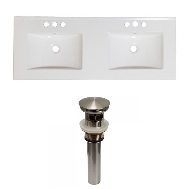 American Imaginations 59-in. W 3H8-in. Ceramic Top Set In White Color - Overflow Drain Incl. AI-31660