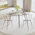 thumbnail image 4 of Modern minimalist style circular transparent tempered glass table, tempered glass tabletop, silver metal table legs, suitable for kitchen, dining room, and, 4 of 5