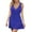Blue, variant on Women Swimsuit Crochet Cover Up Hollow Out Bathing Suit Coverup Sleeveless V Neck Swimwear Side Split Beach Dress
