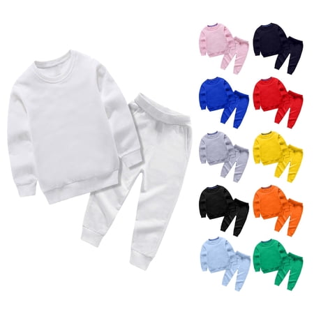 WAVSUF Boys Girls Sweatshirt Sets 2 Piece Elastic Waist Long Sleeve Top and Jogger Pants Spring Daily Outfits White 3
