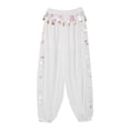 thumbnail image 4 of TiaoBug Womens Belly Dance Pants Side Split Sequins Yoga Bloomers Pants Hippie Jogger Trousers White One Size, 4 of 7