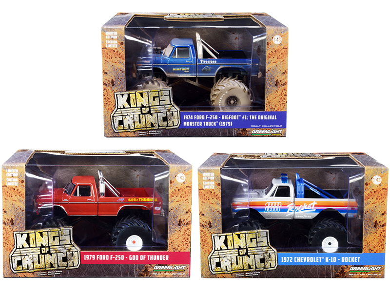Diecast "Kings of Crunch" Set of 3 Monster Trucks Series 4 1/43 Diecast