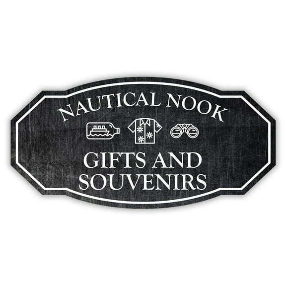 Victorian Plus Nautical Nook – Gifts and Souvenirs Wall or Door Sign | Easy Installation | Personal Boat Signage (Steel) - Large