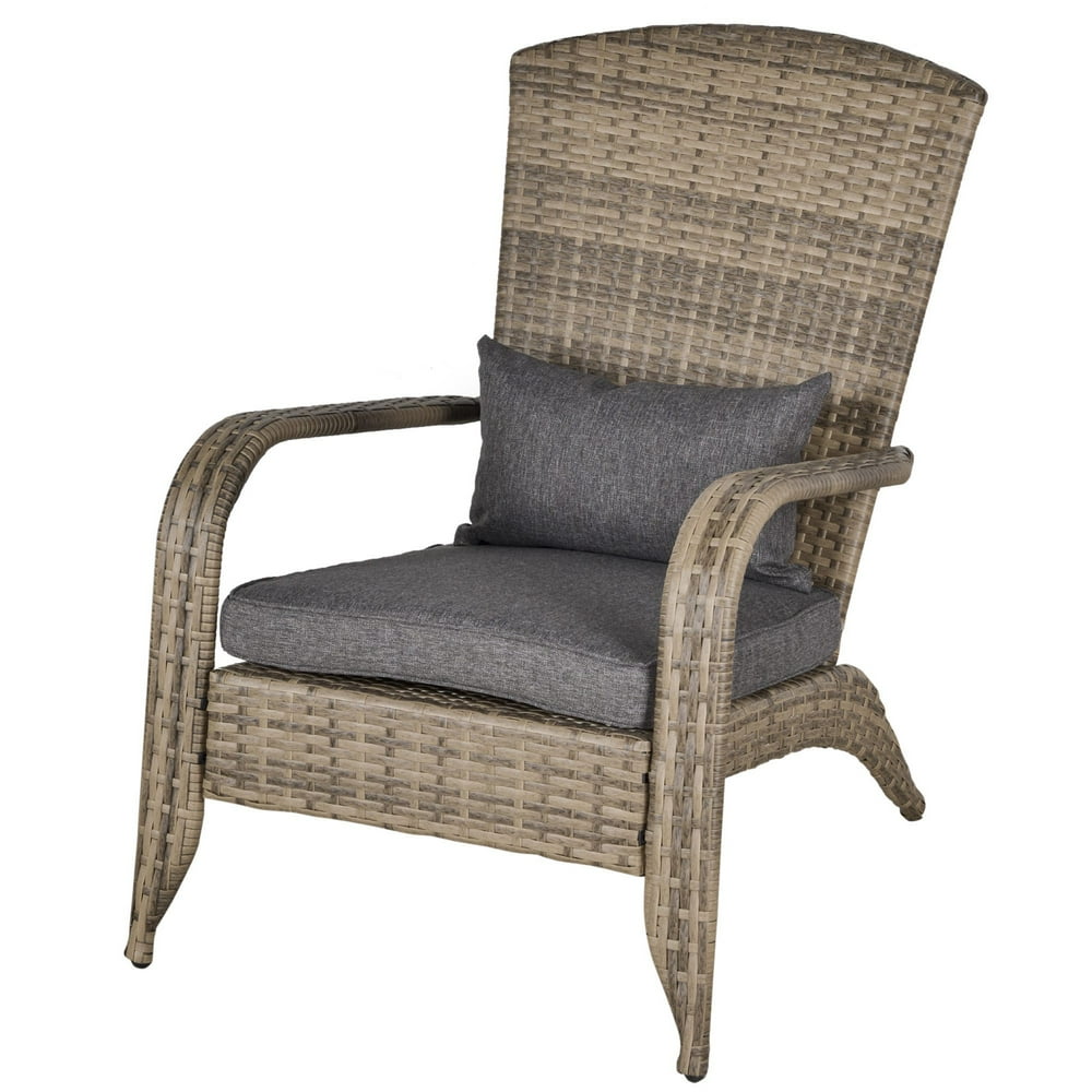 Outsunny Patio Adirondack Chair with All-Weather Rattan Wicker, Soft