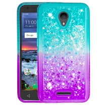 FIEWESEY For Alcatel Verso Case Phone Case, Bling Liquid Luxury Glitter Soft Case for Girls Women for Alcatel idealXCITE / CameoX / Raven LT / U50 / 5044S / 5041C / Raven LTE A574BL - Green Purple