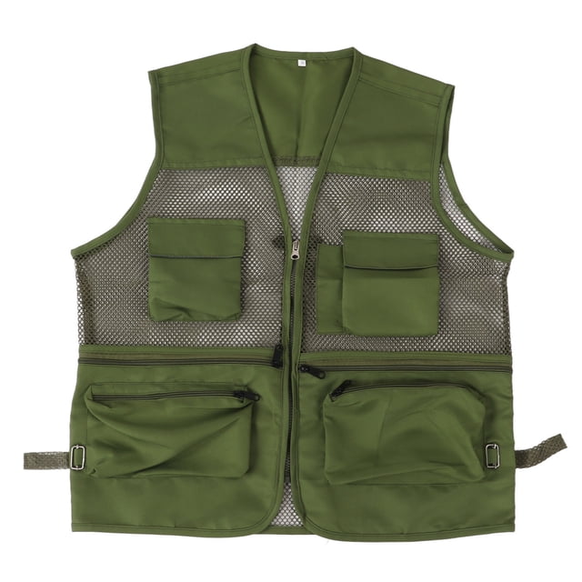 Chaleco militar Chaleco de pesca de malla multibolsillo transpirable duradero para actividades al aire libreXL Verde militar