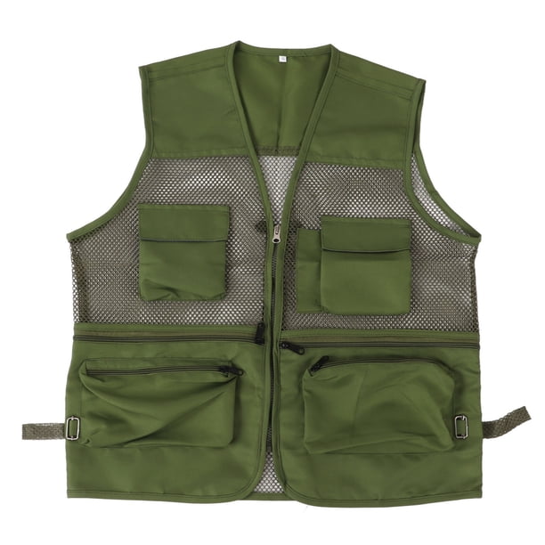 Chaleco militar Chaleco de pesca de malla multibolsillo transpirable duradero para actividades al aire libreXL Verde militar