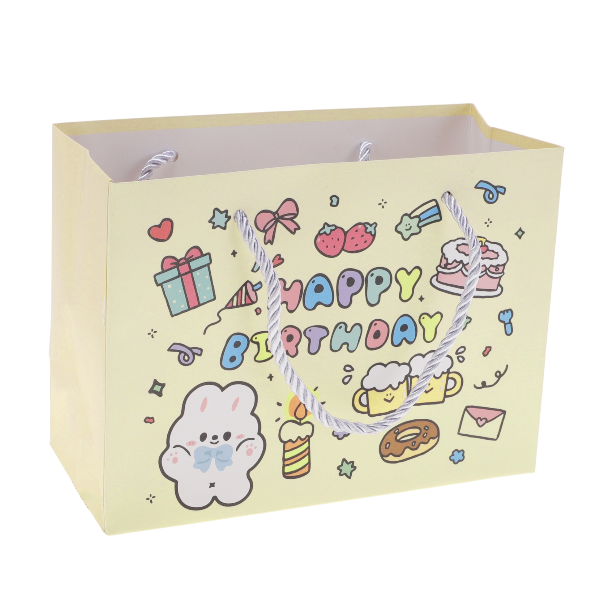 Unique Bargains Set of 4 Cartoon Animal Gift Bags Yellow