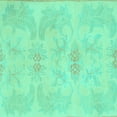 thumbnail image 1 of Ahgly Company Machine Washable Indoor Square Abstract Turquoise Blue Modern Area Rugs, 8' Square, 1 of 4