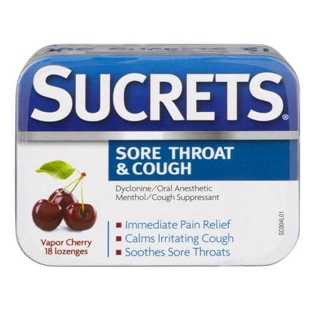 Sucrets Complete Vapor Cherry Throat Lozenges, 18 ct