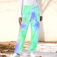 thumbnail image 2 of Simua Women's Tie-dye Printed Wide Leg Pants Elastic Waist Side Pocket Casual Trousers S-XXL Lounge & Outdoor Pants, 2 of 5