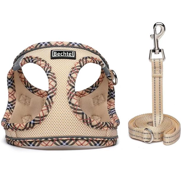Conjunto de arnés y correa para perro de malla suave, arneses reflectantes, transpirables, ligeros, fáciles de caminar, a prueba de escapes