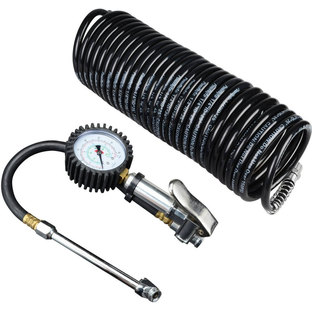 PowRyte 500140 Basic 140 PSI Dual Chuck Air Tire Inflator and Recoil