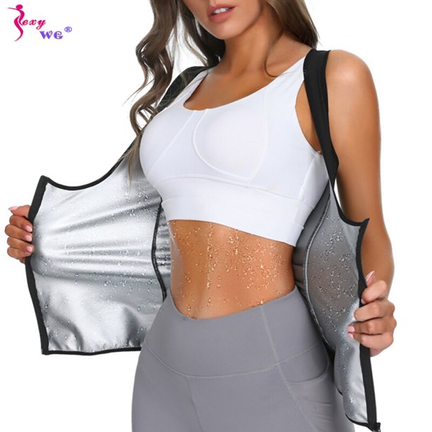 SEXYWG-camisa de Sauna adelgazante para mujer, moldeador de cuerpo, entrenador de cintura, corsé de sudor con cremallera, camiseta sin mangas de Fitness para gimnasio, chaleco deportivo para pérdida d