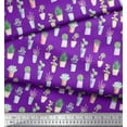 thumbnail image 2 of Soimoi Purple Rayon Fabric Cactus Leaves Print Sewing Fabric Yard 42 Inch Wide, 2 of 3