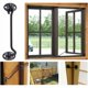 thumbnail image 2 of Gancho de cabina Gancho para cerradura de puerta de 2 piezas, cerradura de gancho para puerta de acero inoxidable negro, con tornillos de montaje, para ventana, puerta de granero, puerta de cobertizo, 2 of 4