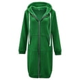 thumbnail image 2 of Baqcunre Plus Size Tops For Women Fashion Womens Casual Solid Color Long Sleeve Cardigan Hooded Mid Length Coat Tops For Women 2023 Hoodies For Women Green 5XL, 2 of 8