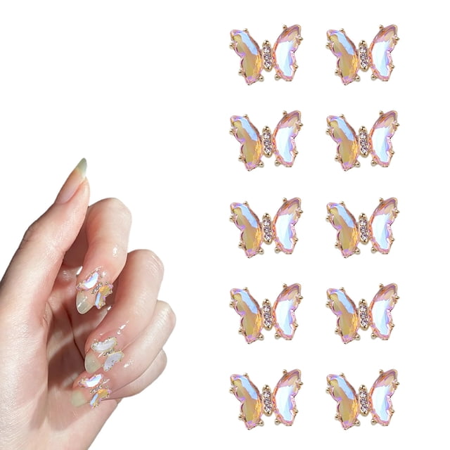 10 accesorios de uñas de mariposa de circonio para manicura de mariposa de cristal accesorios de uñas diy