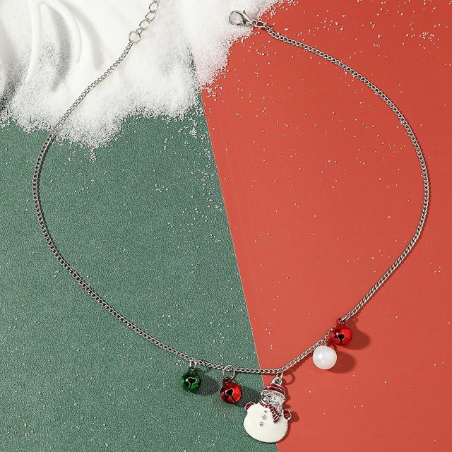 Collar con colgante de árbol de Navidad de cristal con campanas de colores delicados para mujeres y hombres, joyería de regalo de fiesta de clavícula de Navidad a la moda WD.WDQZL Hogar