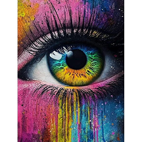 Colorful Eye Art Decor Painting/Canvas Print， Suitable for Living Room， Bedroom， Office， Dining Room， Kitchen， Hallway， Studio， Bar， Hotel， Apartment and Gallery Decoration.