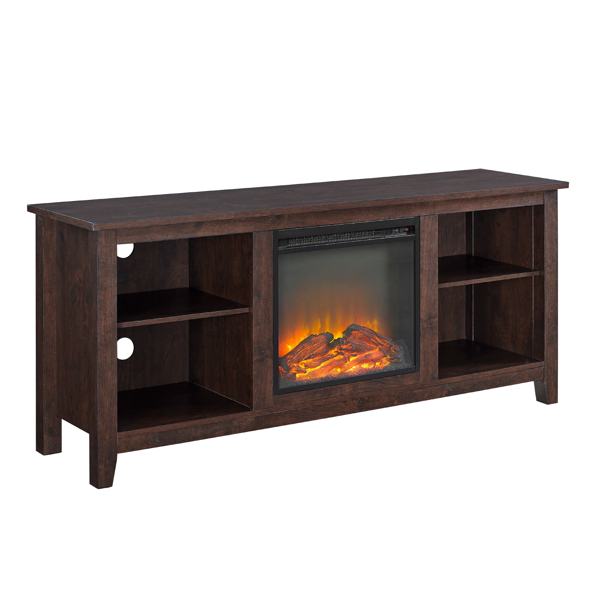 Walker Edison Traditional Fireplace TV Stand for TVs Up to 64" - Brown
