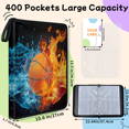 thumbnail image 3 of Sports Card Binder 9 Pocket Fits 900 Cards,Basketball Trading Card Binder Album with 50 Removable Sleeves,Collection Storage Album for Sports Game Card, 3 of 9