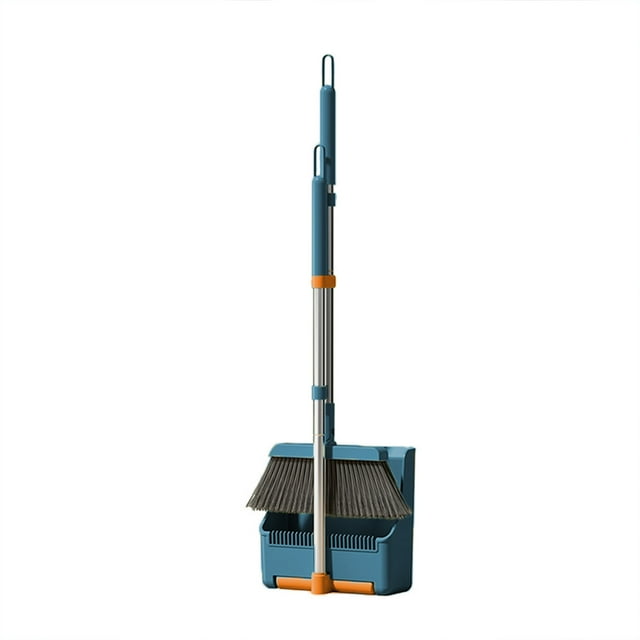 Birdeem Brooms Indoor 180° Rotatable Standing Storage Buckle Type Brooms and Dustpan Set with Scraping Teeth and Scraper Deep Cleaning Suitable for Home