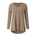 thumbnail image 3 of Diconna Women's autumn solid color V-neck long-sleeved plus size pullover, 3 of 3