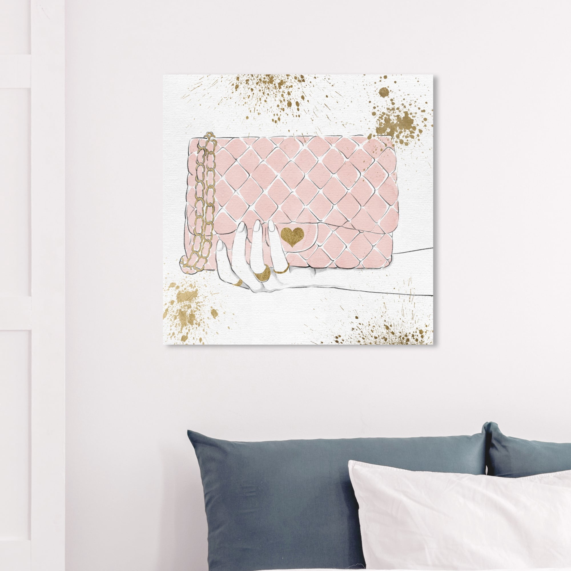 Wynwood Studio 'Soft Blush Purse' Fashion and Glam Wall Art Canvas Print - Pink, White, 30" x 30"