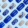 thumbnail image 3 of Fofosbeauty 24pcs Press on Nails, Valentine's Day Acrylic Fake Nails, Full Cover Nails for Women Girls, Coffin Blue Rose Silver, 3 of 9