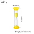 thumbnail image 2 of Uxcell 2 Minute Sand Timer, 4pack Small Sandy Clock, Count Down Sand Glass Yellow, 2 of 5