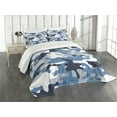 thumbnail image 3 of Ambesonne Camouflage Quilted Bedspread Set 3 Pcs, Soft Colors Design, King Size, Slate Blue Indigo Grey, 3 of 5