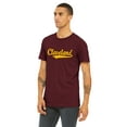 thumbnail image 2 of Daxton Adult Unisex Tshirt Cleveland Script with Ohio Vertical on the Back, Burgundy Gold, XS, 2 of 3